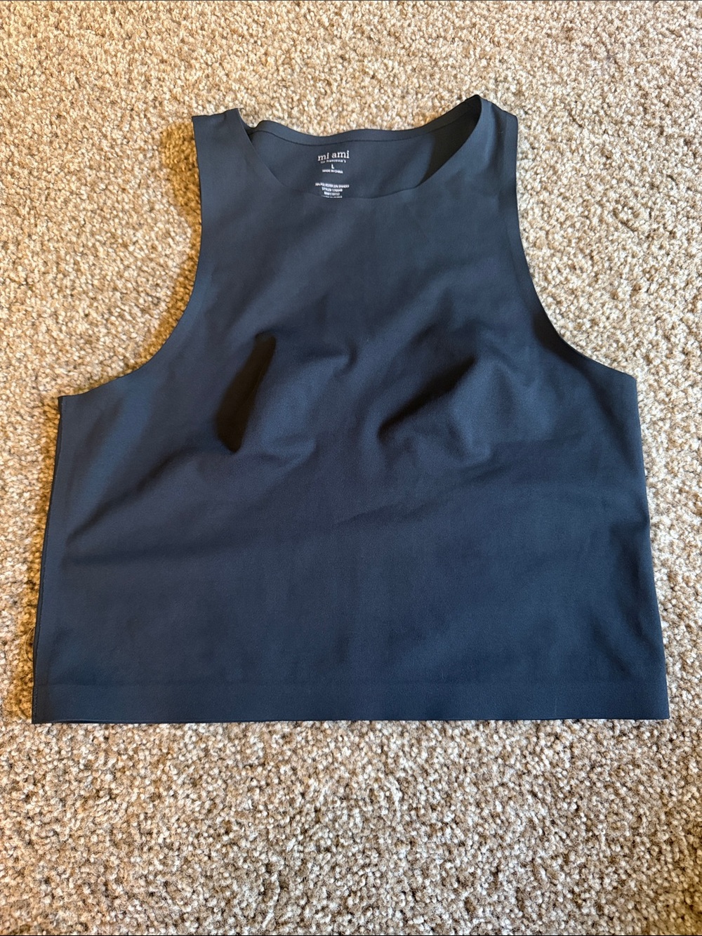 miami Black Boxy Sleeveless Crop Top